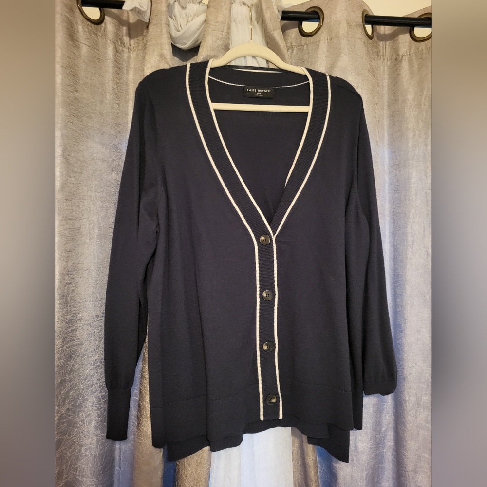 Lane Bryant Navy Button Down Sweater 22/24